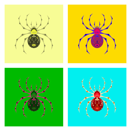 assembly of flat illustration halloween scary spiderのイラスト素材