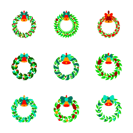 assembly of flat illustration Christmas wreathのイラスト素材