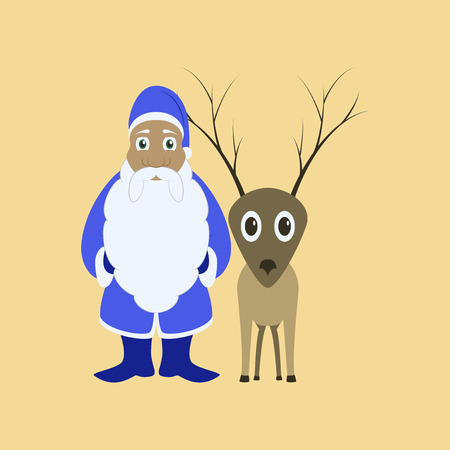 flat illustration on stylish background of Santa Claus Reindeerのイラスト素材