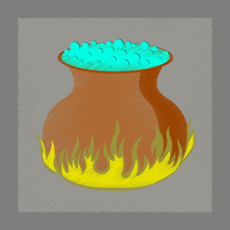 flat shading style icon of potion cauldronのイラスト素材