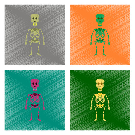 assembly flat shading style icon of skeleton Halloween monsterのイラスト素材