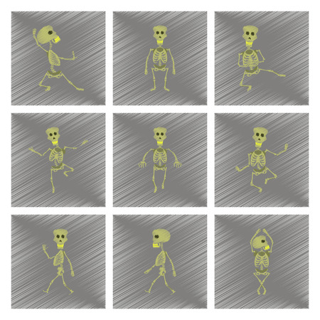 assembly flat shading style icon of skeleton Halloween monsterのイラスト素材