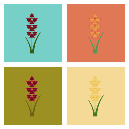 assembly of flat Illustrations nature flower gladiolusのイラスト素材
