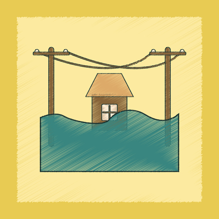 flat shading style icon of flood houseのイラスト素材