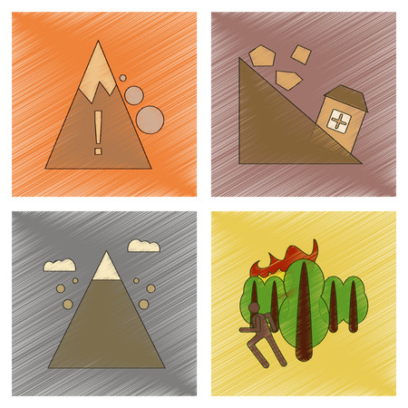 assembly flat shading style icon of danger natural disastersのイラスト素材