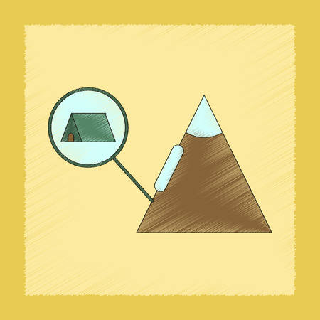 flat shading style icon of tent tourists snow avalancheのイラスト素材