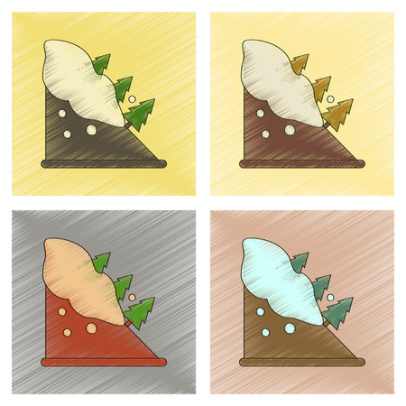 assembly flat shading style icon of snow avalanche spruceのイラスト素材