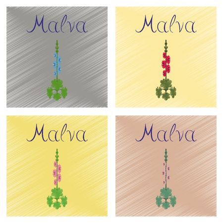 assembly flat shading style Illustrations of plant Malvaのイラスト素材