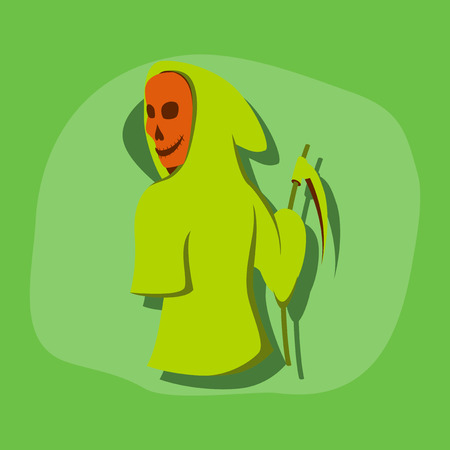 paper sticker on stylish background of halloween death scytheのイラスト素材