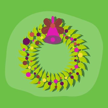 paper sticker on stylish background of Christmas wreathのイラスト素材