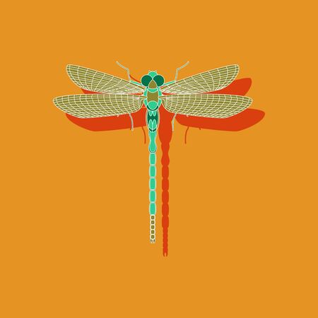 paper sticker on stylish background of dragonflyのイラスト素材