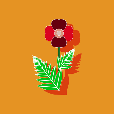paper sticker on stylish background of papaverのイラスト素材