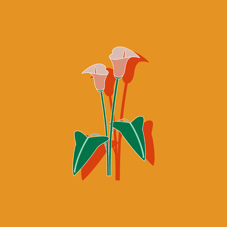 paper sticker on stylish background of flower callaのイラスト素材