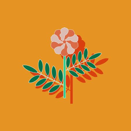 paper sticker on stylish background of plant tagetesのイラスト素材