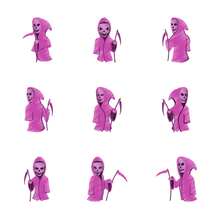 assembly flat shading style icon of halloween death scytheのイラスト素材