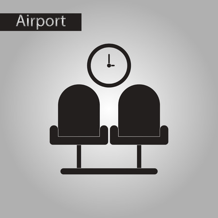 black and white style icon of airport waiting roomのイラスト素材
