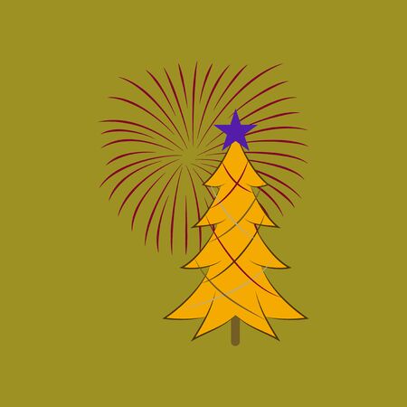 flat illustration on stylish background of Christmas treeのイラスト素材