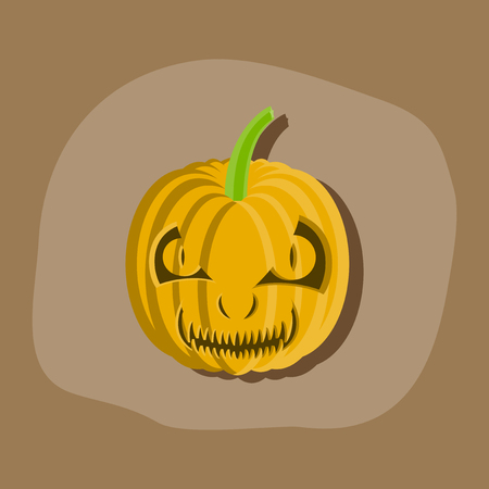 paper sticker on stylish background of Halloween pumpkin emotionsのイラスト素材