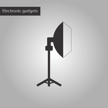 black and white style icon of professional lightingのイラスト素材