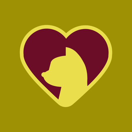 flat icon on background cat heartのイラスト素材