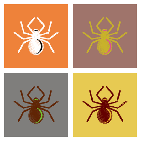 assembly flat shading style icons halloween spiderのイラスト素材
