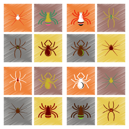assembly flat shading style icons halloween spider webのイラスト素材