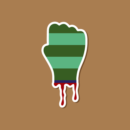 paper sticker on stylish background halloween zombie handのイラスト素材