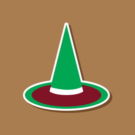 paper sticker on stylish background halloween witch hatのイラスト素材
