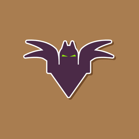 paper sticker on stylish background halloween batのイラスト素材
