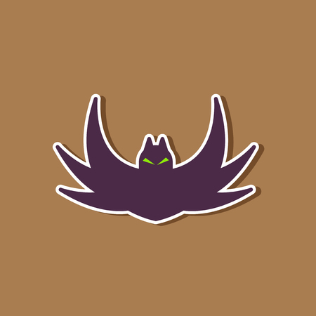 paper sticker on stylish background halloween batのイラスト素材