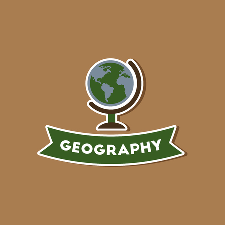 paper sticker on stylish background geography lessonのイラスト素材