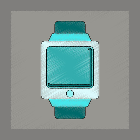 flat shading style icon Digital Watchのイラスト素材