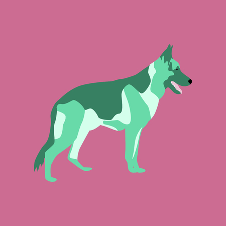 Vector illustration in flat style German Shepherdのイラスト素材