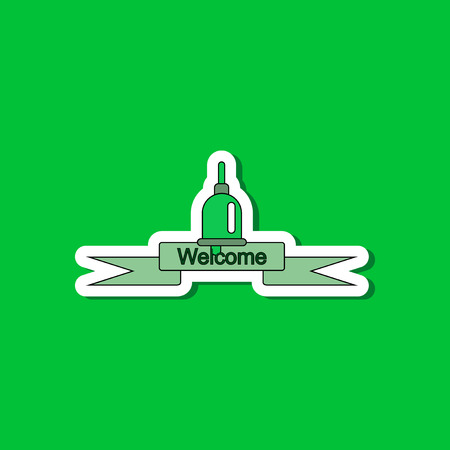 paper sticker on stylish background school bellのイラスト素材