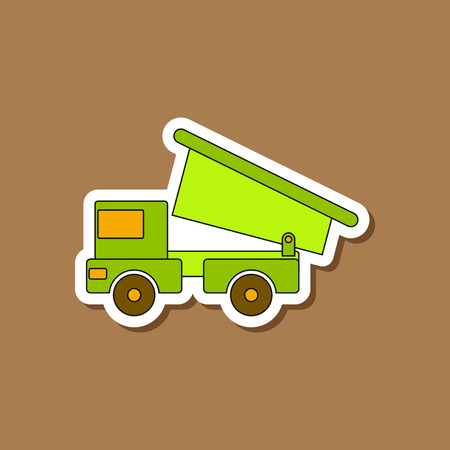 paper sticker on stylish background Kids toy truckのイラスト素材