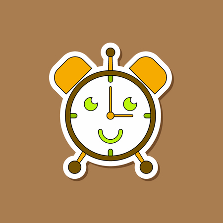 paper sticker on stylish background Kids toy alarm clockのイラスト素材