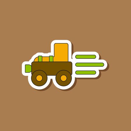 paper sticker on stylish background Kids toy Tractorのイラスト素材