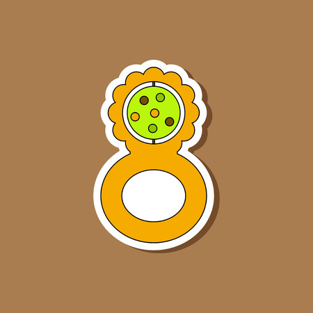 paper sticker on stylish background Kids toy rattleのイラスト素材