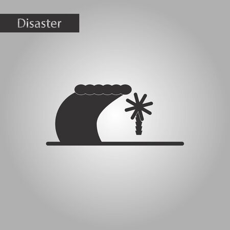 black and white style icon of tsunami Islandのイラスト素材