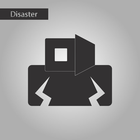 black and white style icon of disaster earthquakeのイラスト素材
