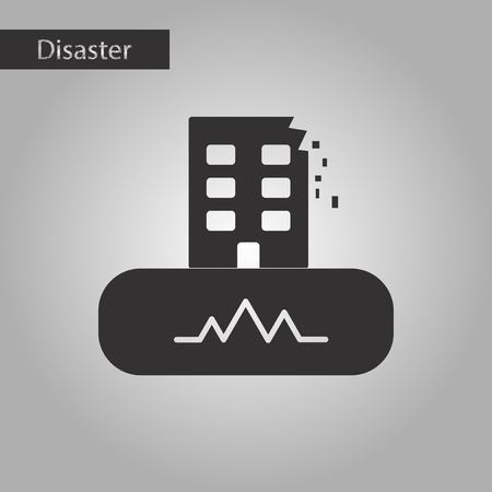 black and white style icon of natural disaster earthquake houseのイラスト素材