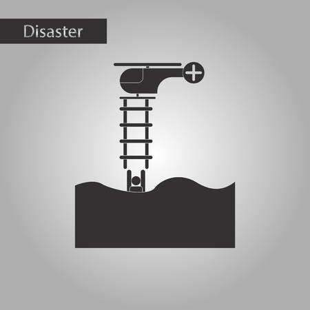 black and white style icon people in water Helicopterのイラスト素材