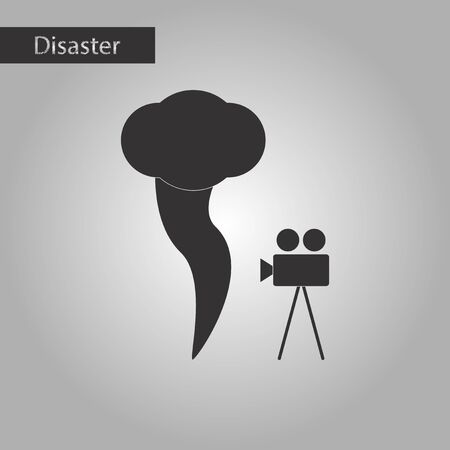 black and white style icon of tornado cameraの写真素材