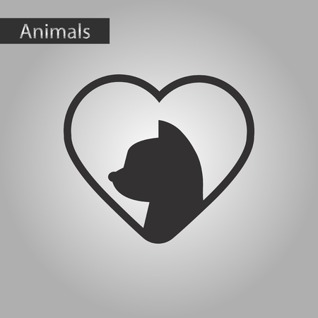 black and white style icon cat heartのイラスト素材