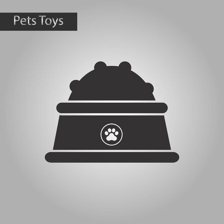 black and white style icon dog food bowlのイラスト素材