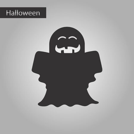 black and white style icon Halloween ghostのイラスト素材