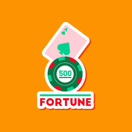 paper sticker on stylish background poker Fortune chip cardの写真素材
