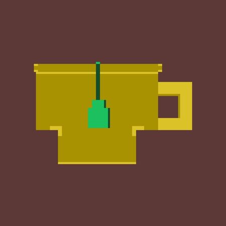 pixel icon in flat style cup of teaのイラスト素材