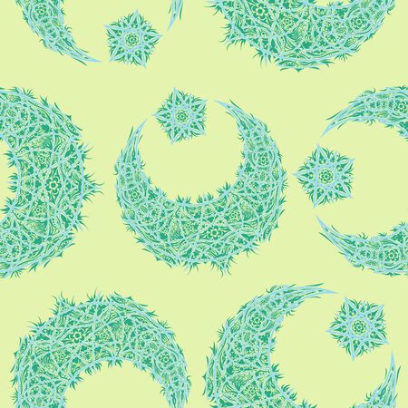 Oriental pattern, moon and stars. Islam, Arabic, Turkish, Moroccan motifs.のイラスト素材