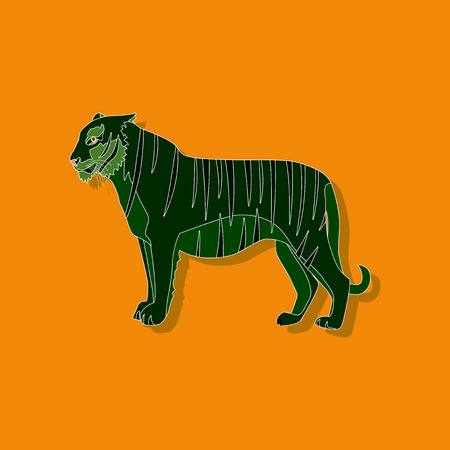 tiger paper sticker on stylish backgroundのイラスト素材
